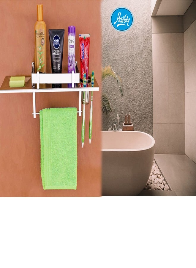 HANDY Bathroom Accessories Stainless Steel Bathroom Shelf with Towel Ring Multipurpose Shelf with Soap Dish and Toothbrush Holder All in One Shelves 18 X 5 Inch - Image 5